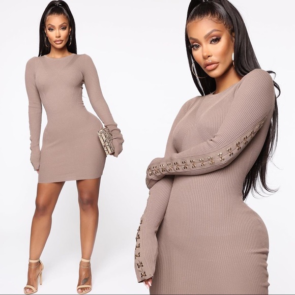 Fashion Nova Dresses & Skirts - 💕😍❤️NWT SEXY BODYCON MINI DRESS - MOCHA❤️😍💕
